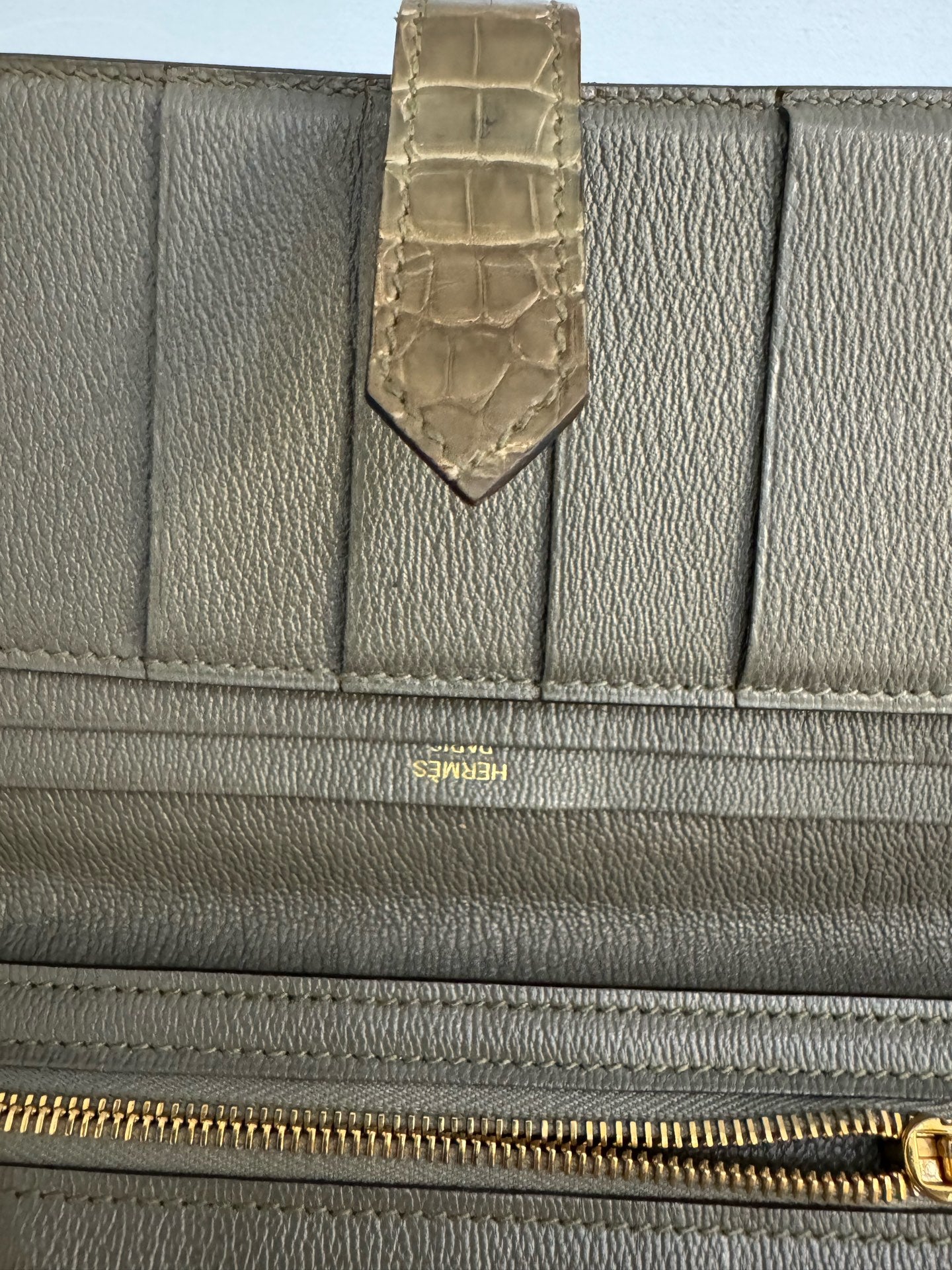 Hermès - Bearn - Exotic leathers - Crocodile - Grey