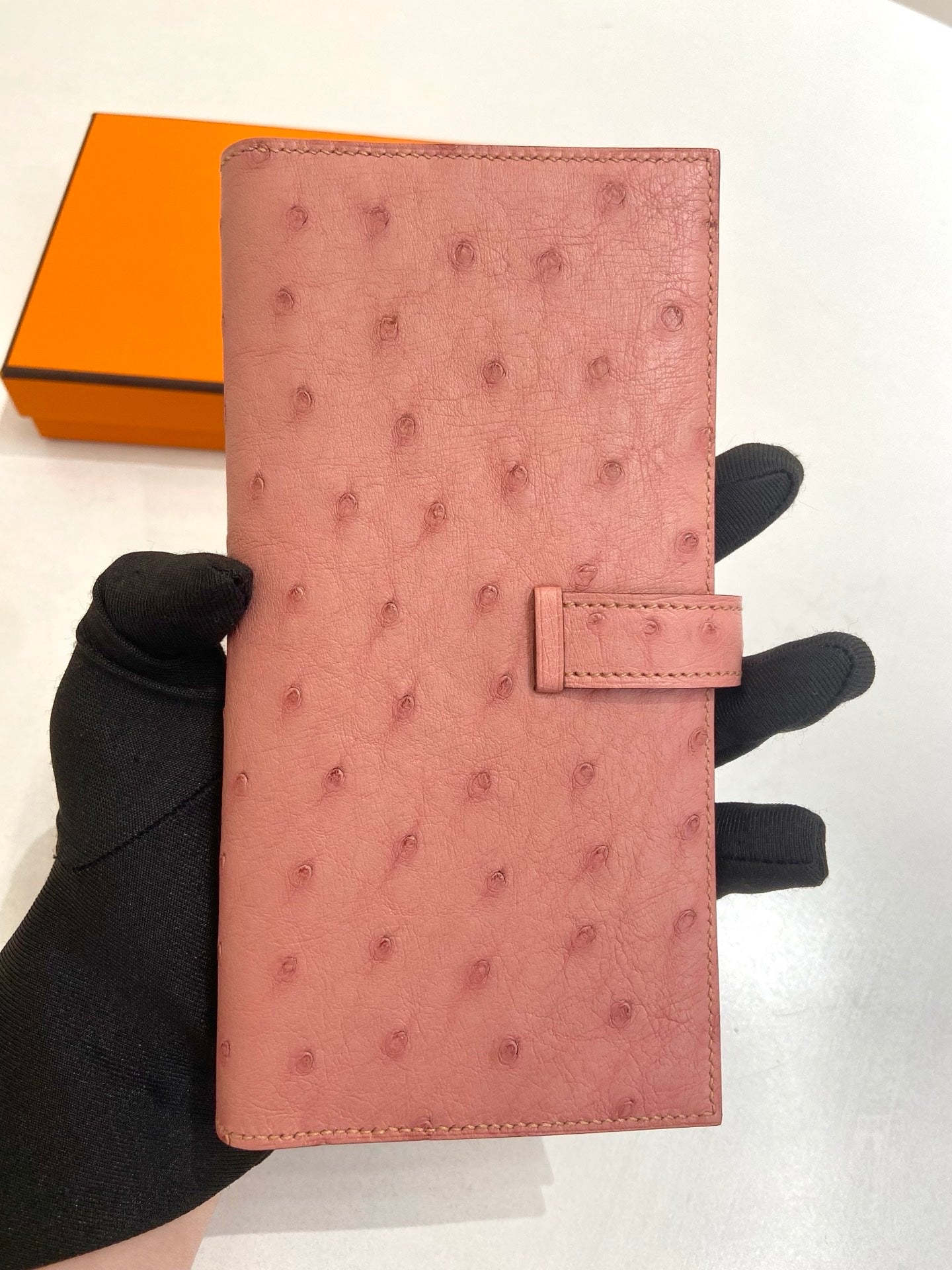 Hermes - Bearn - Exotic leathers - Ostrich - Pink - (medium)