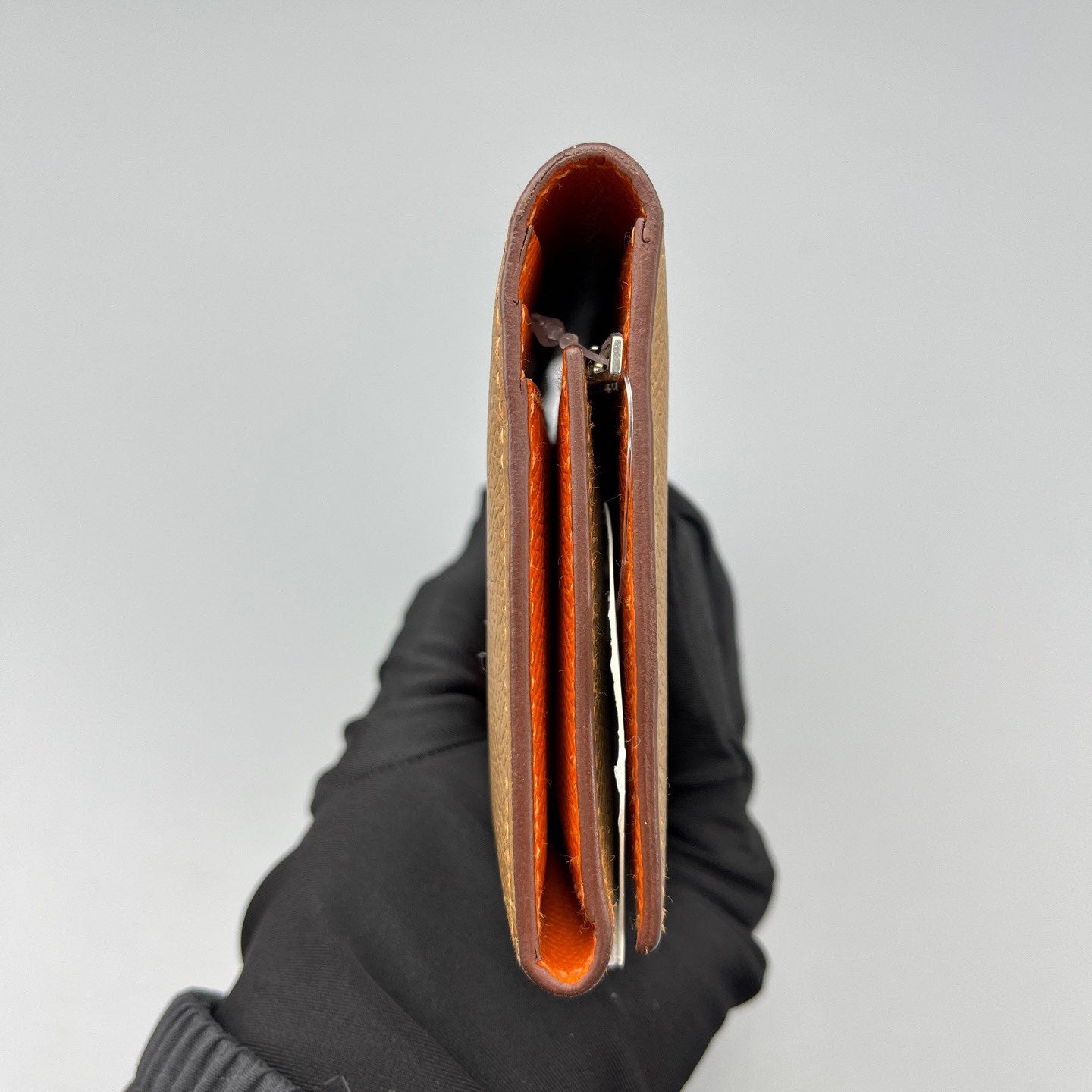 Hermès - Bearn - Grained leather - Gold Brown with Orange Interior and Accent - (Standard)