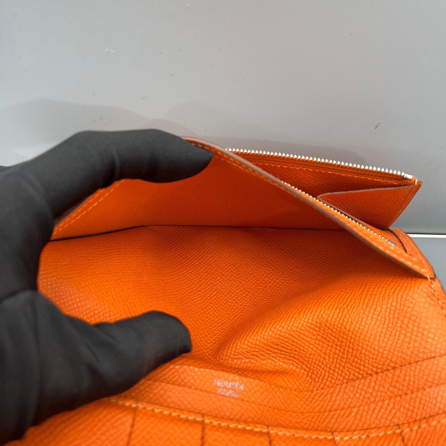 Hermès - Bearn - Grained leather - Gold Brown with Orange Interior and Accent - (Standard)