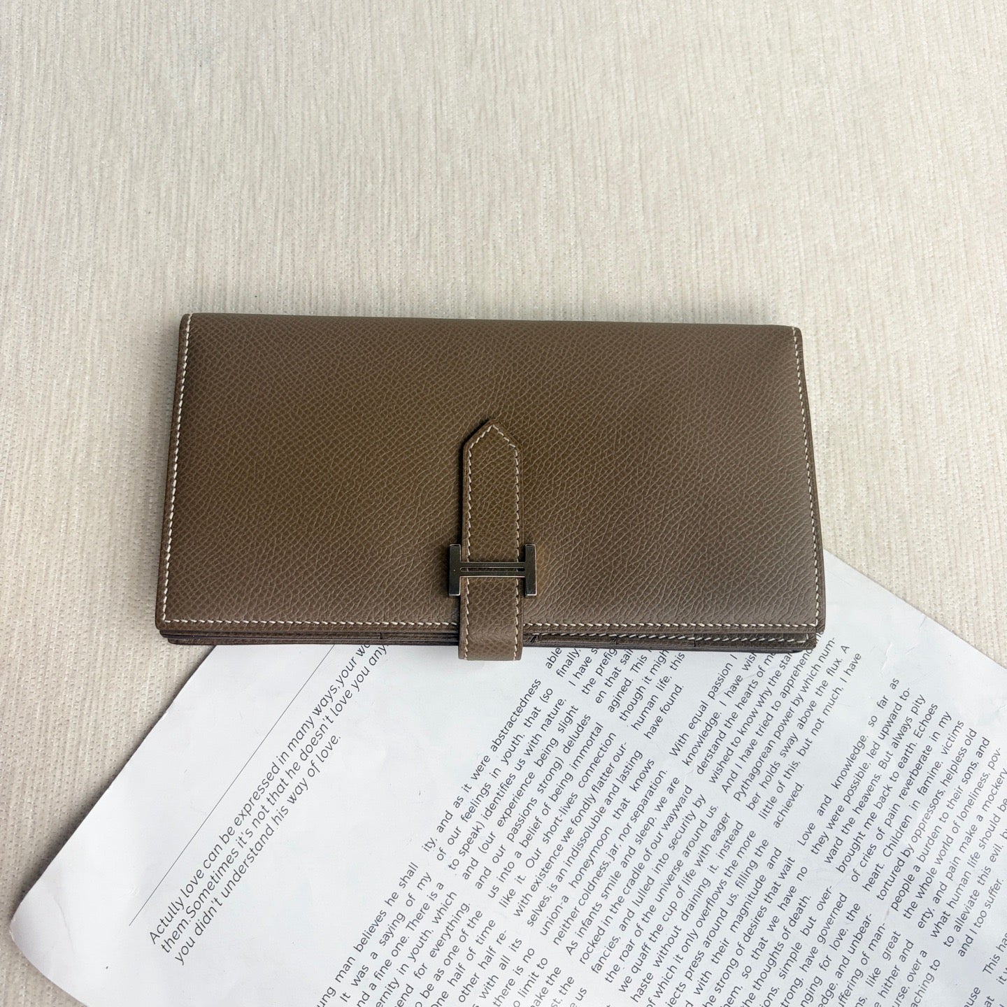 Hermès - Bearn - Leather - Grey