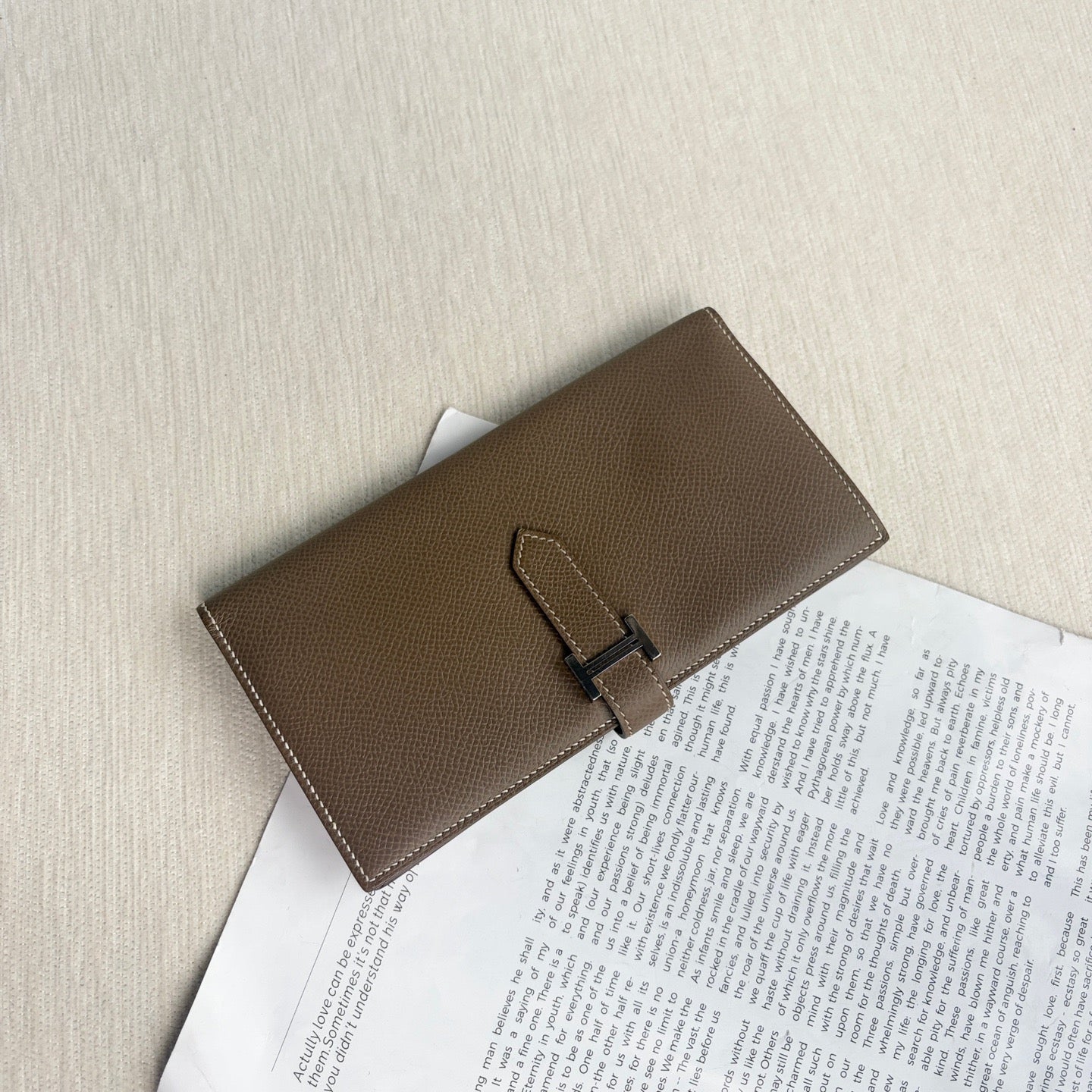 Hermès - Bearn - Leather - Grey