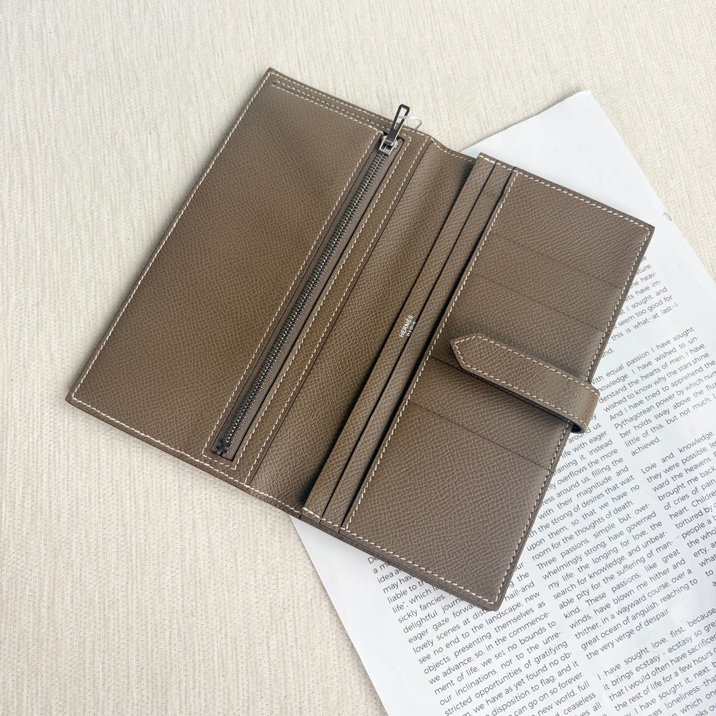 Hermès - Bearn - Leather - Grey