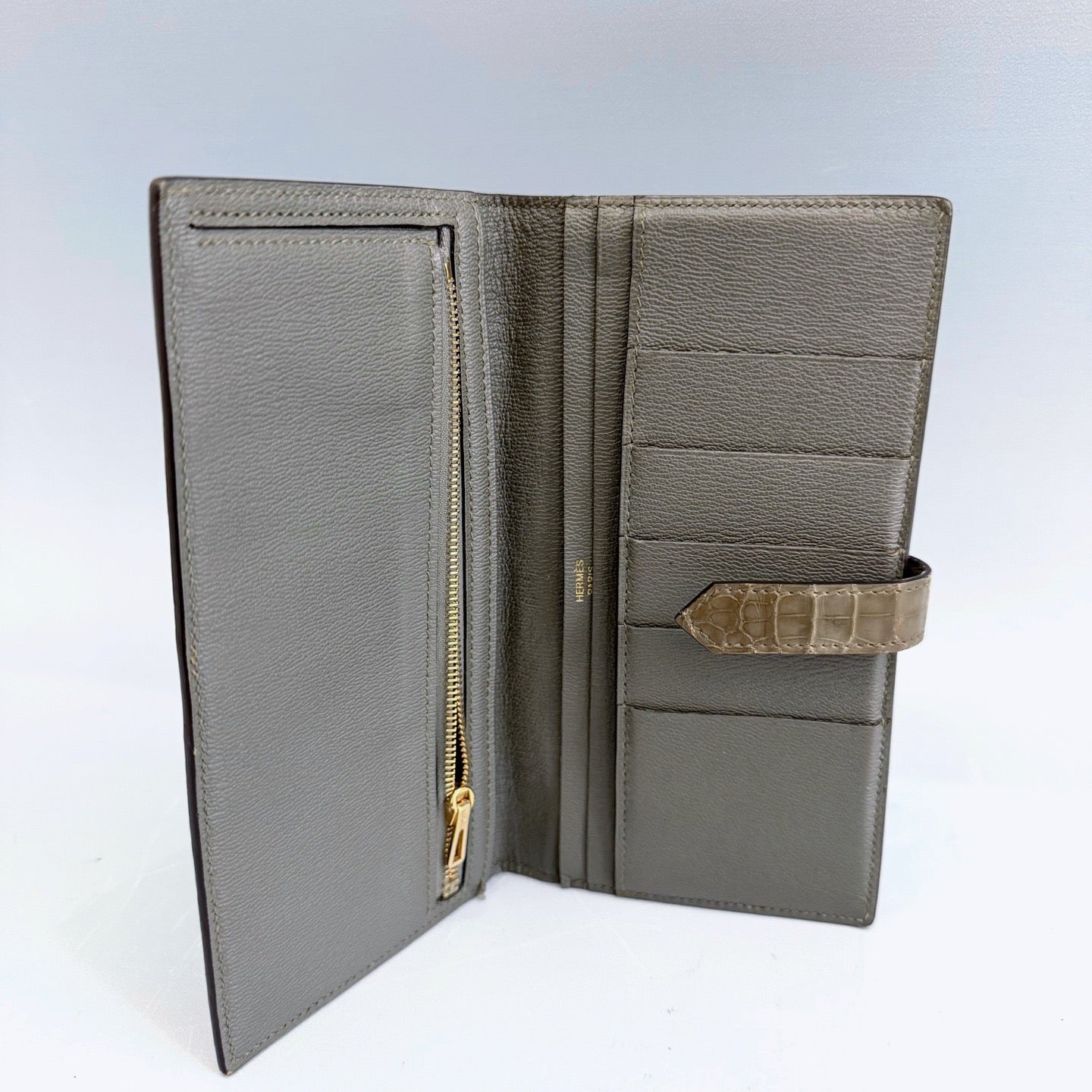 Hermes - Bearn Long Wallet - Exotic leathers - Crocodile - Grey - (Other)