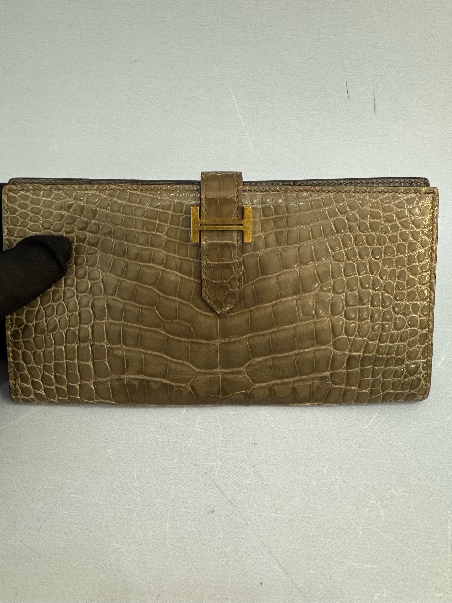 Hermes - Bearn Long Wallet - Exotic leathers - Crocodile - Grey - (Other)