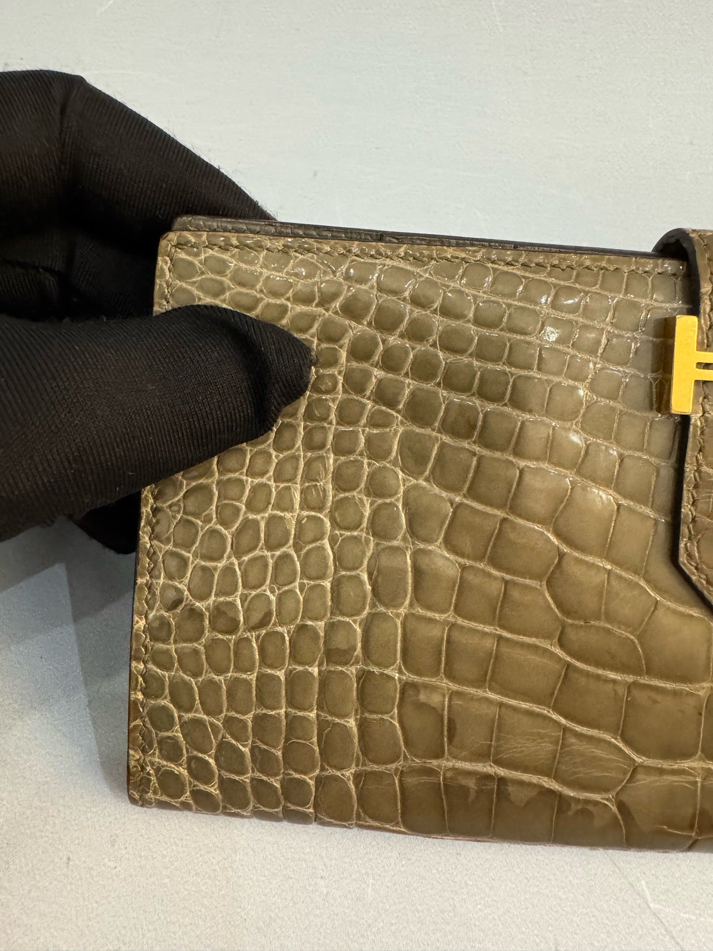 Hermes - Bearn Long Wallet - Exotic leathers - Crocodile - Grey - (Other)