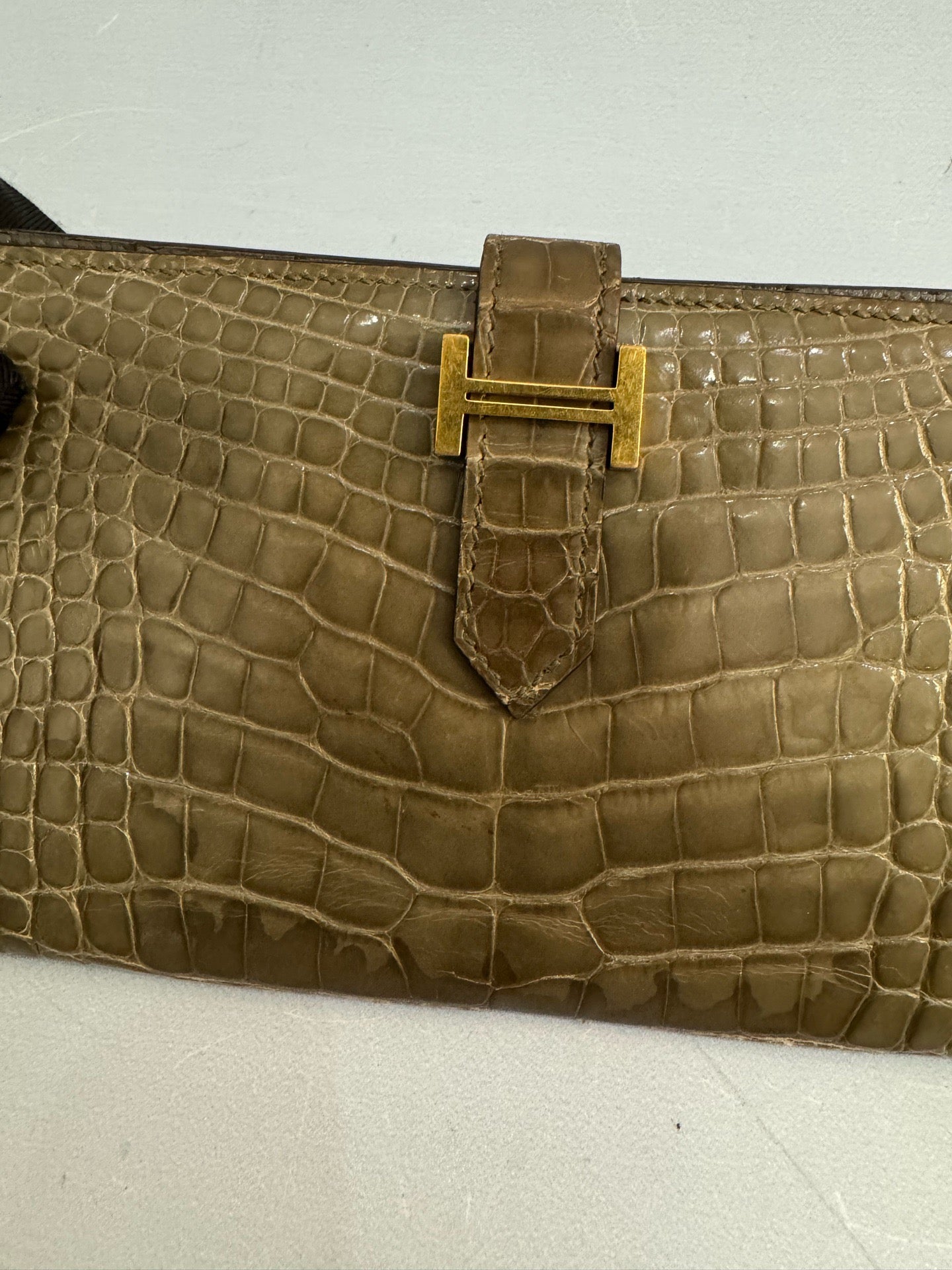 Hermes - Bearn Long Wallet - Exotic leathers - Crocodile - Grey - (Other)
