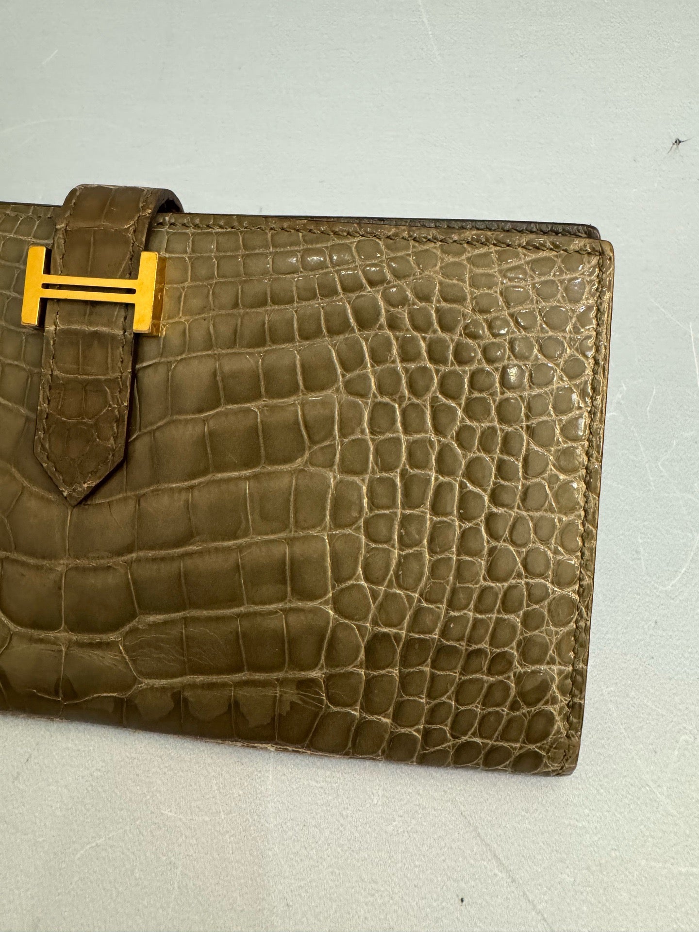 Hermes - Bearn Long Wallet - Exotic leathers - Crocodile - Grey - (Other)
