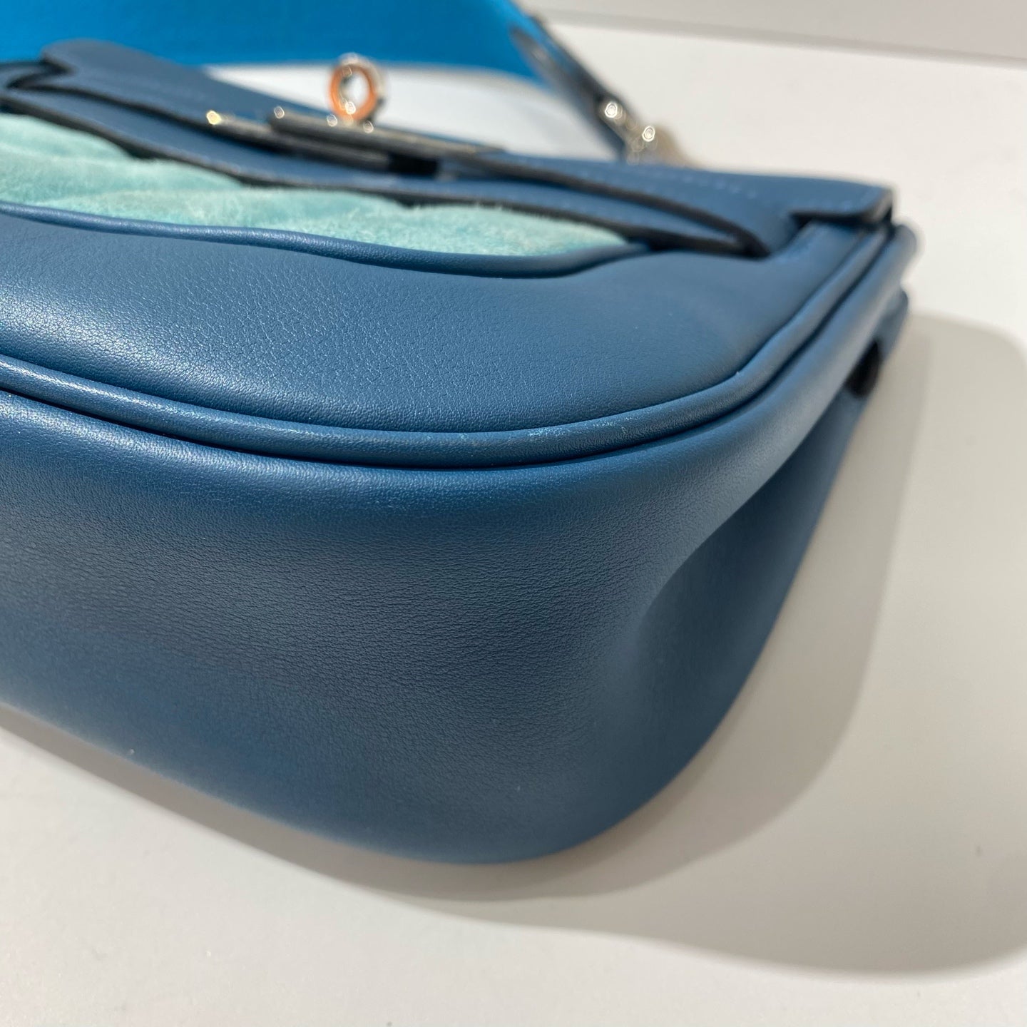 Hermès - Berline 20 - Leather and Suede - Deep Blue with Aqua Suede Accents - (mini)