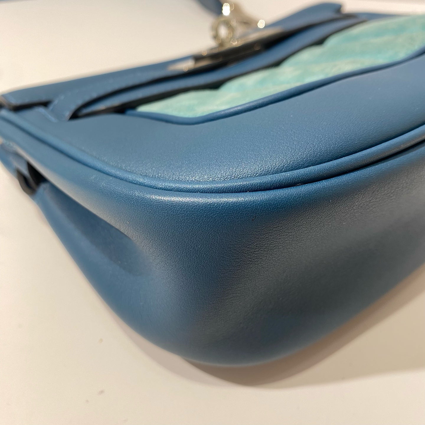 Hermès - Berline 20 - Leather and Suede - Deep Blue with Aqua Suede Accents - (mini)