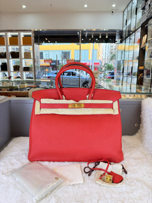 Hermes - Birkin 35 - Leather - Red - (large)