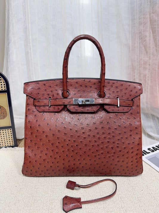 Hermès - Birkin - Exotic leathers - Ostrich - Brown - (large)