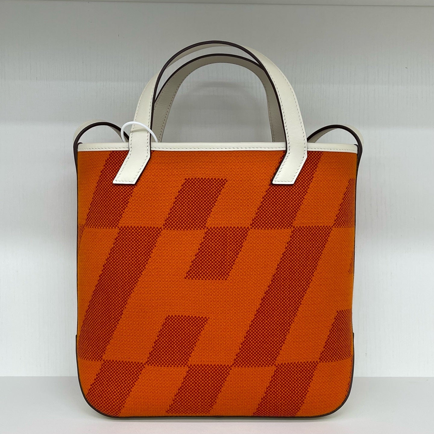 Hermès - Cabas 27 - Canvas with smooth leather trim - Orange with White accents - (Small)