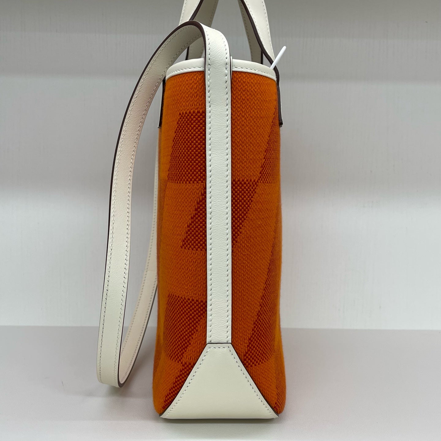 Hermès - Cabas 27 - Canvas with smooth leather trim - Orange with White accents - (Small)