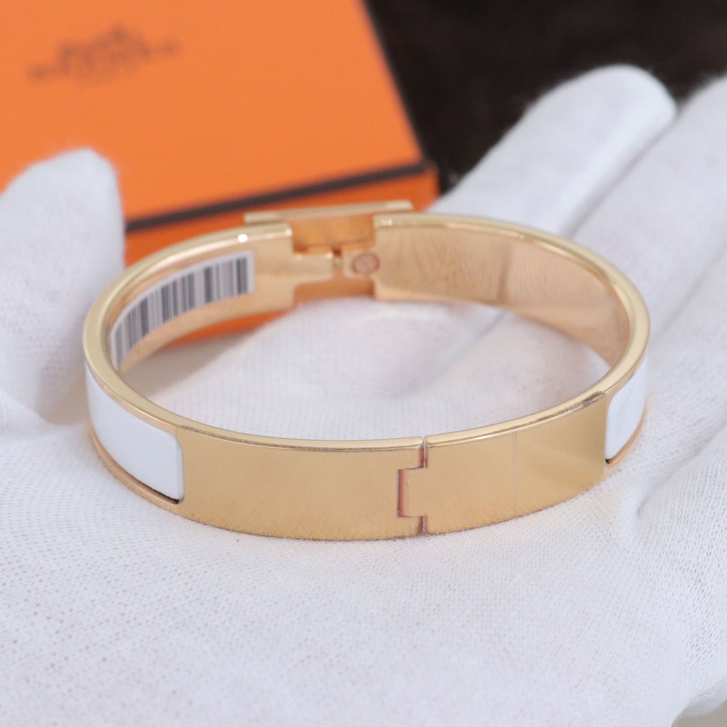 Hermès - Clic Anneau - Yellow gold - White - (PM)