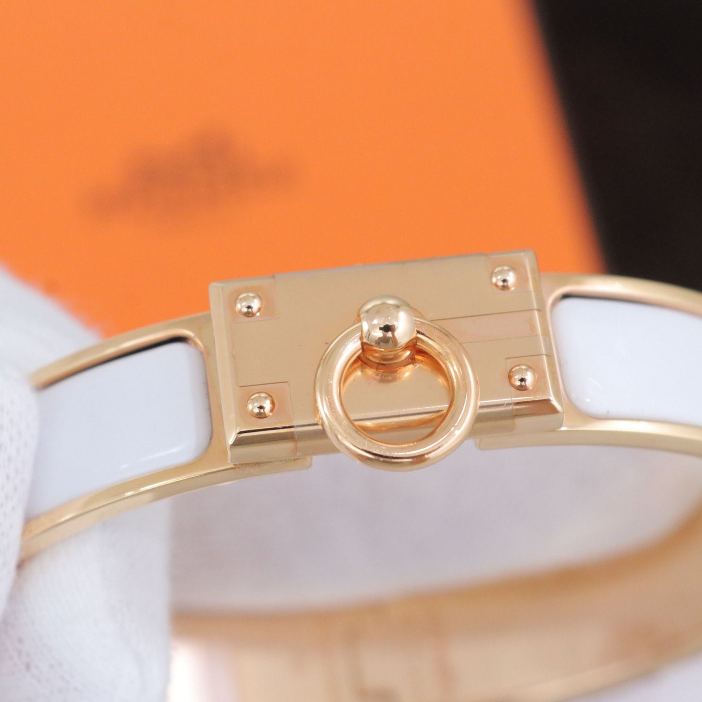 Hermès - Clic Anneau - Yellow gold - White - (PM)