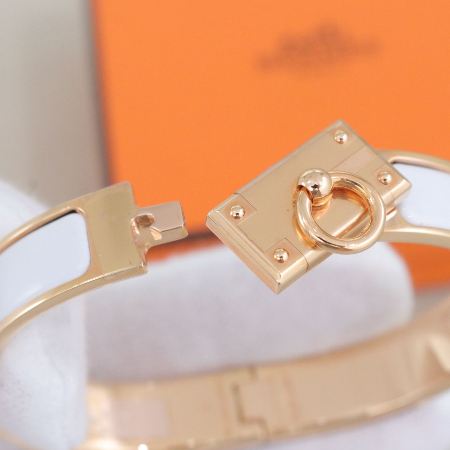 Hermès - Clic Anneau - Yellow gold - White - (PM)