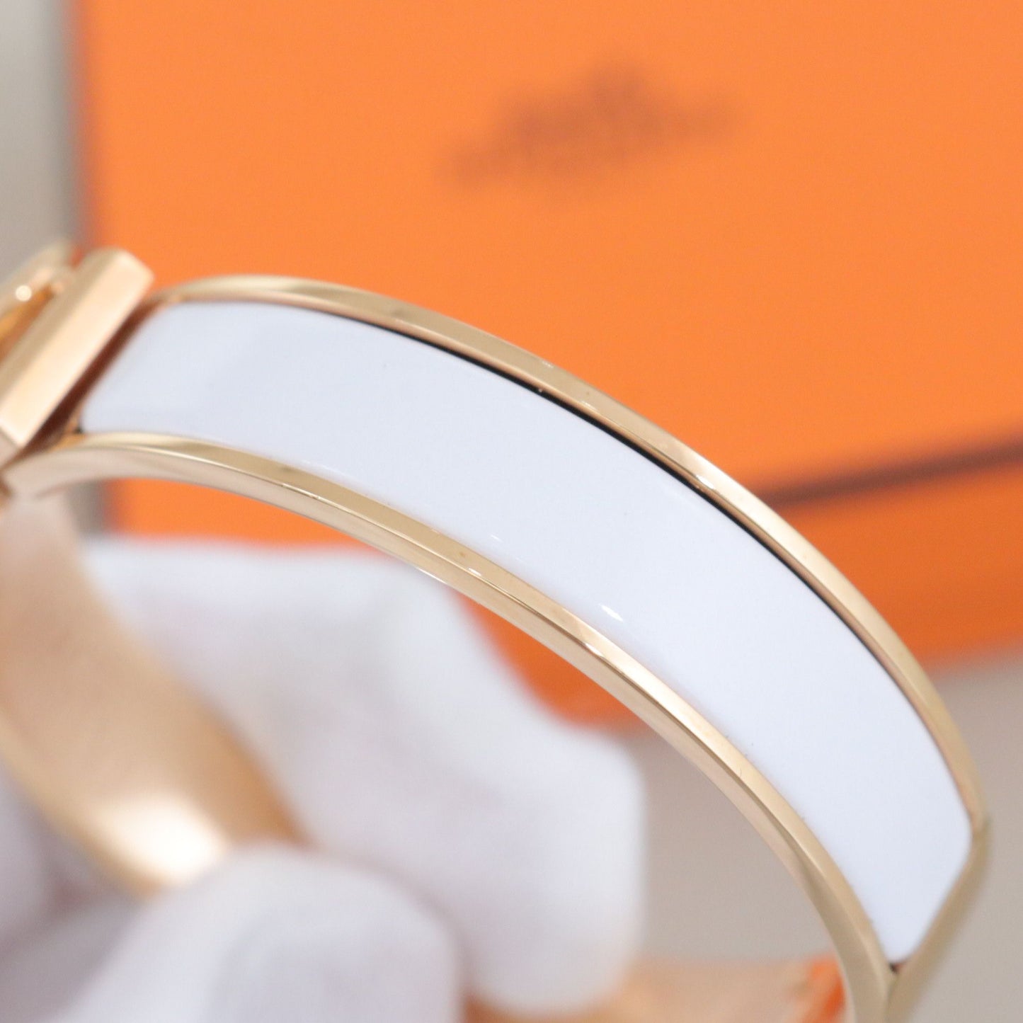 Hermès - Clic Anneau - Yellow gold - White - (PM)