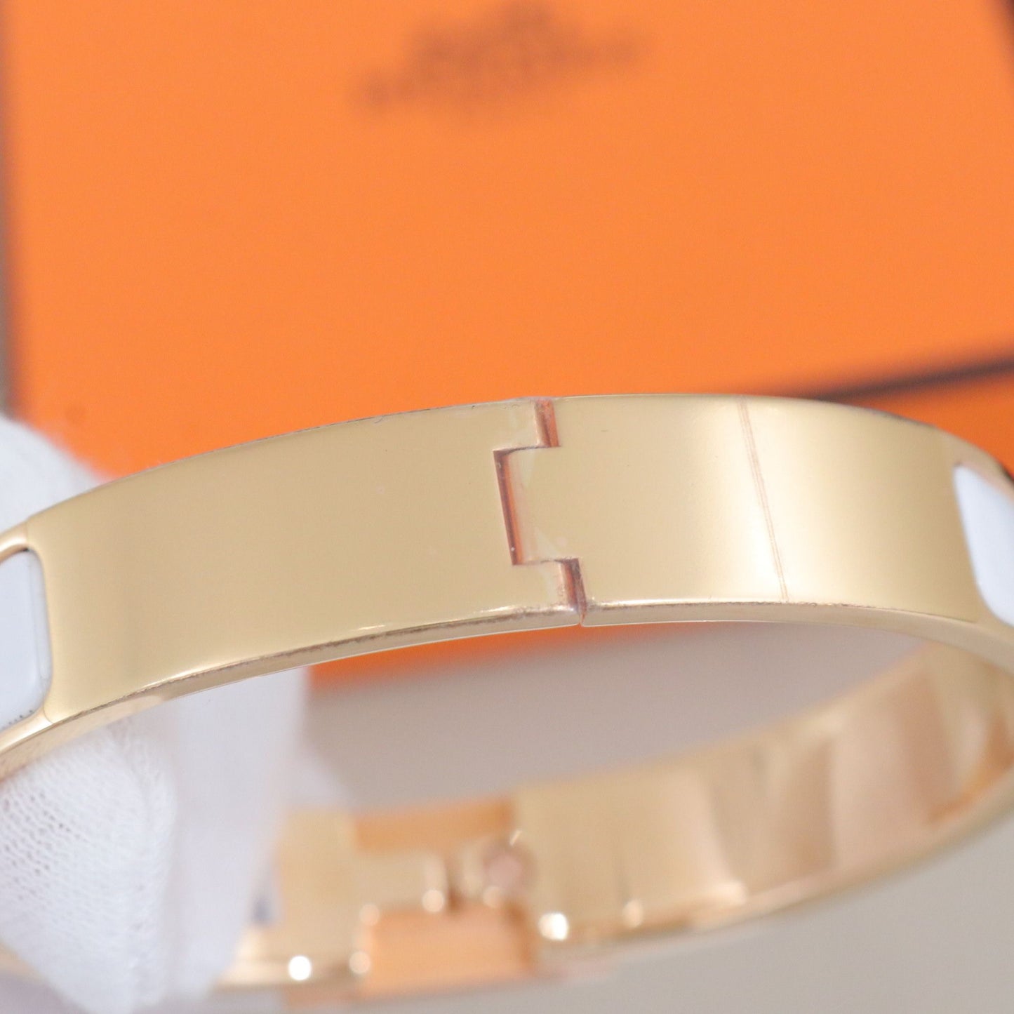 Hermès - Clic Anneau - Yellow gold - White - (PM)