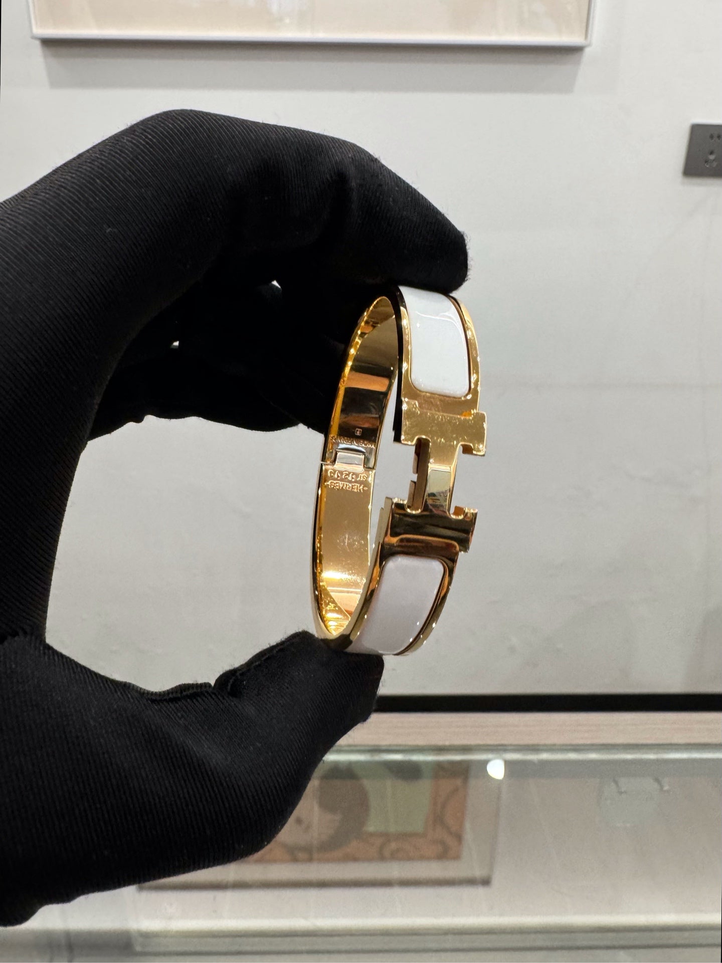 Hermès - Clic H - Gold plated - White - (PM)