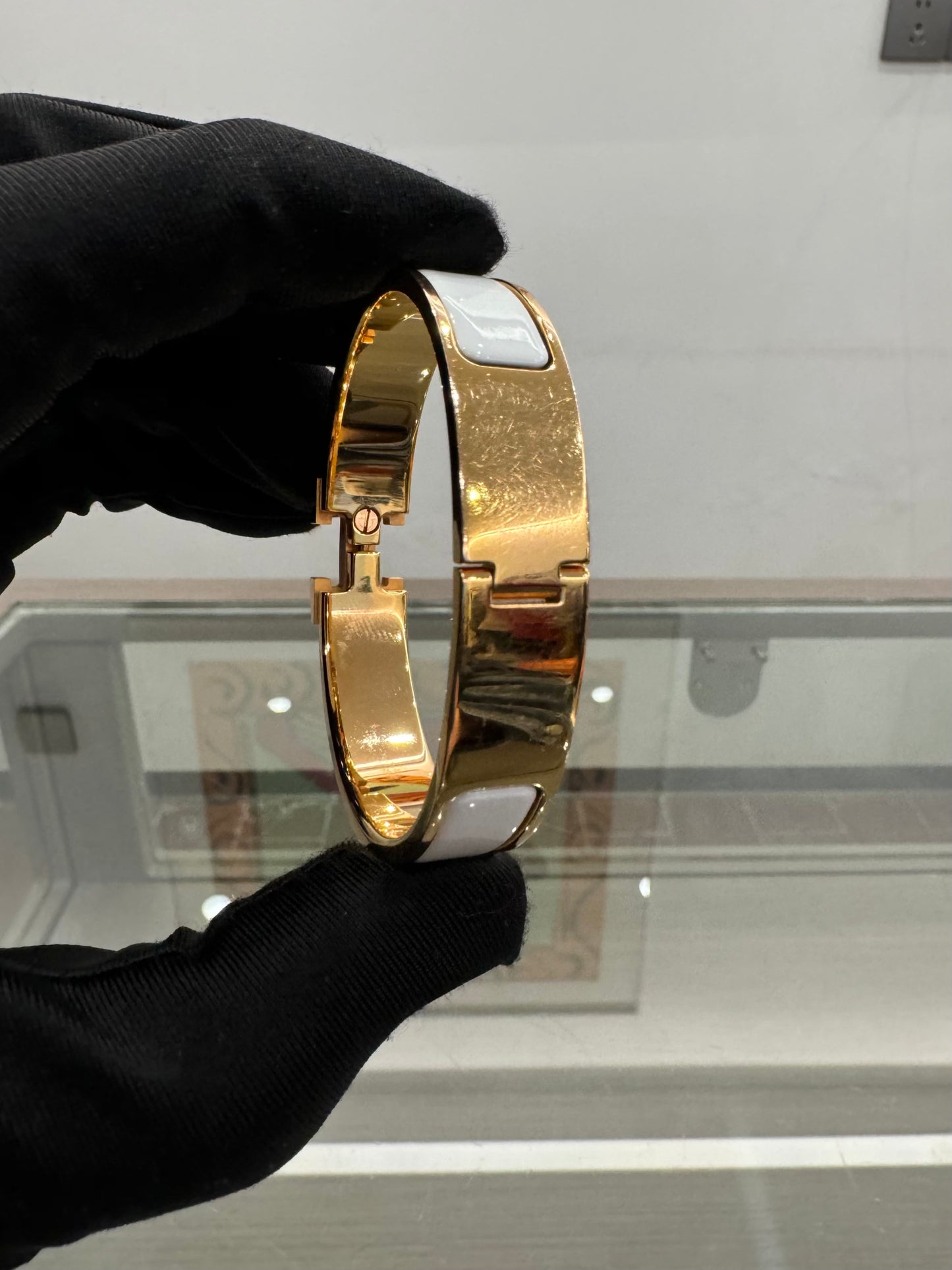 Hermès - Clic H - Gold plated - White - (PM)