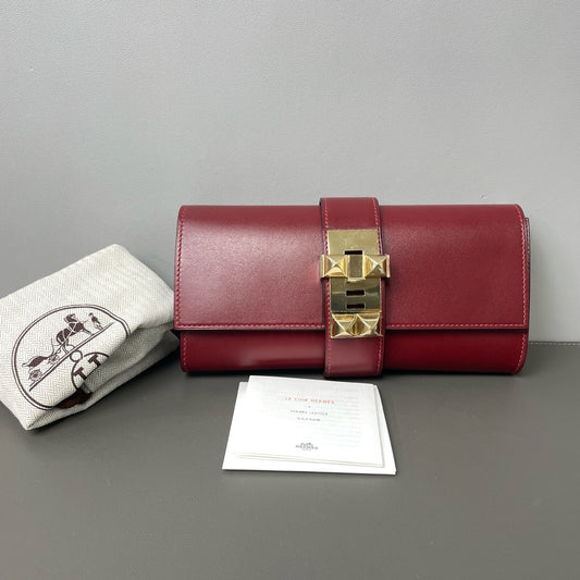 Hermès - Collier de Chien Clutch - Leather - Burgundy - (small)
