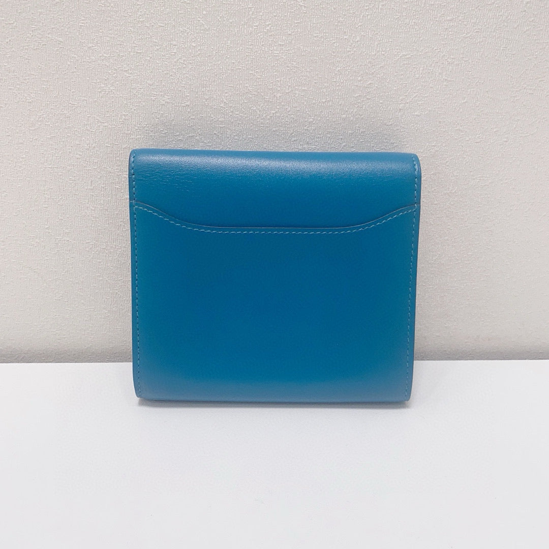 Hermès - Constance Compact Wallet - Box leather - Blue - (Small)