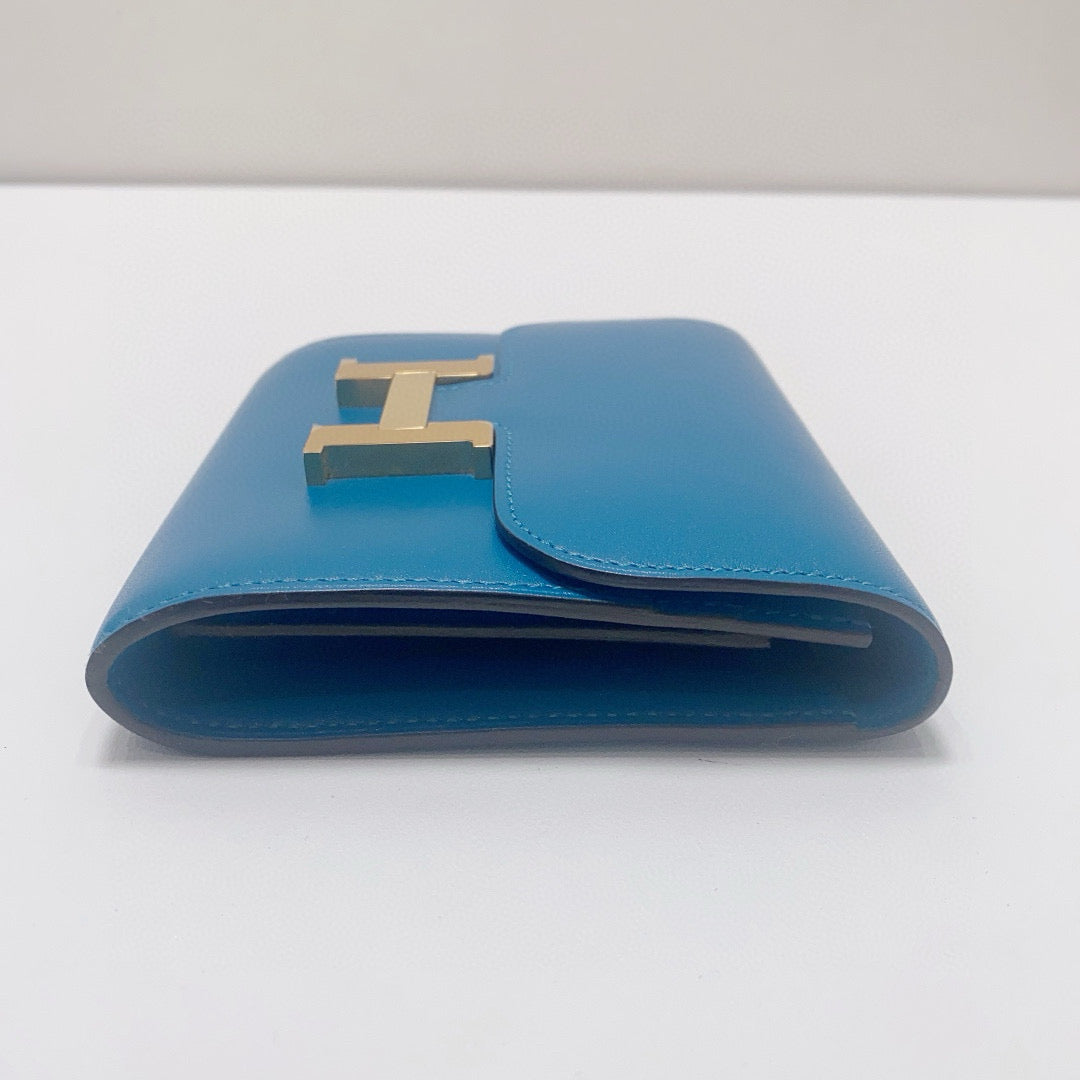 Hermès - Constance Compact Wallet - Box leather - Blue - (Small)