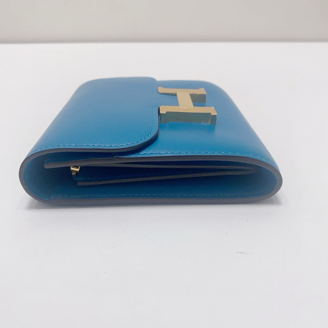 Hermès - Constance Compact Wallet - Box leather - Blue - (Small)