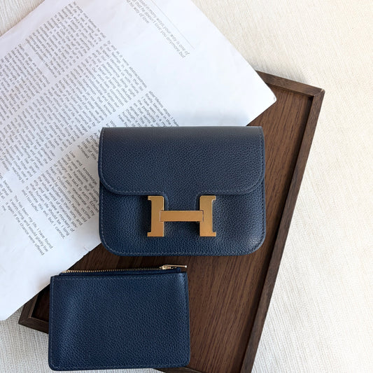 Hermes - Constance Slim Wallet - Leather - Blue - (small)