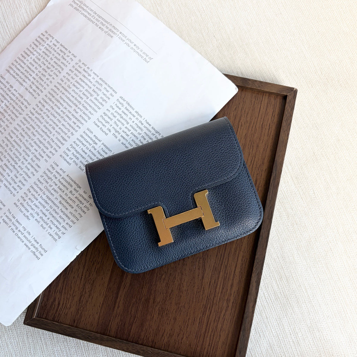 Hermes - Constance Slim Wallet - Leather - Navy - (mini)