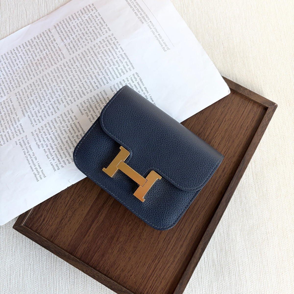 Hermes - Constance Slim Wallet - Leather - Navy - (mini)