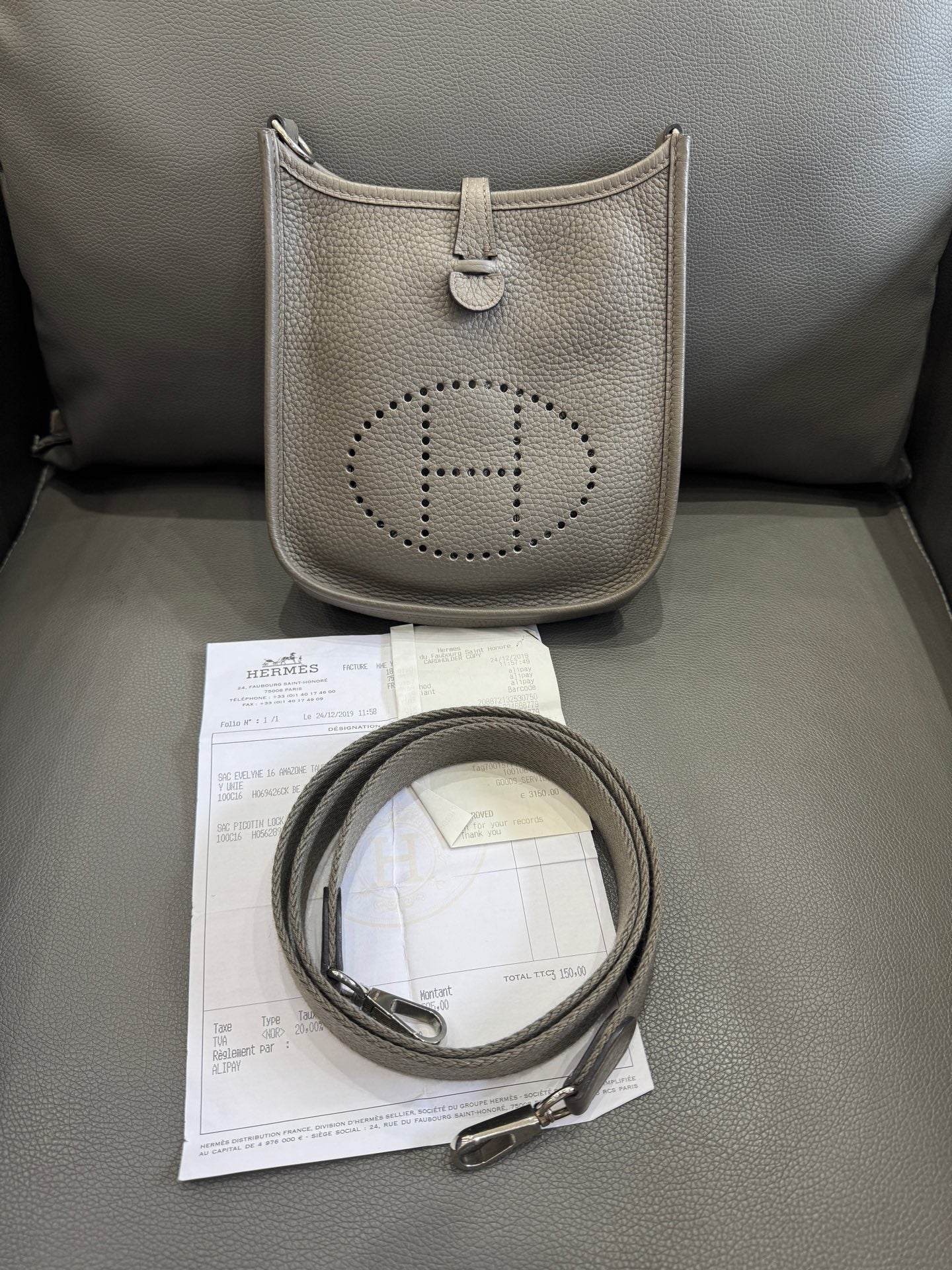 Hermès - Evelyne Mini 16 TPM - Clemence leather - Grey - (mini)