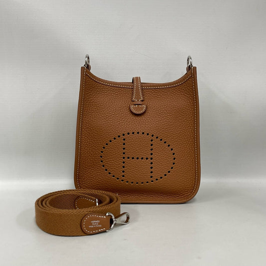 Hermès - Evelyne Mini - Taurillon Clemence leather - Gold Brown with Silver-Tone Hardware - (mini)
