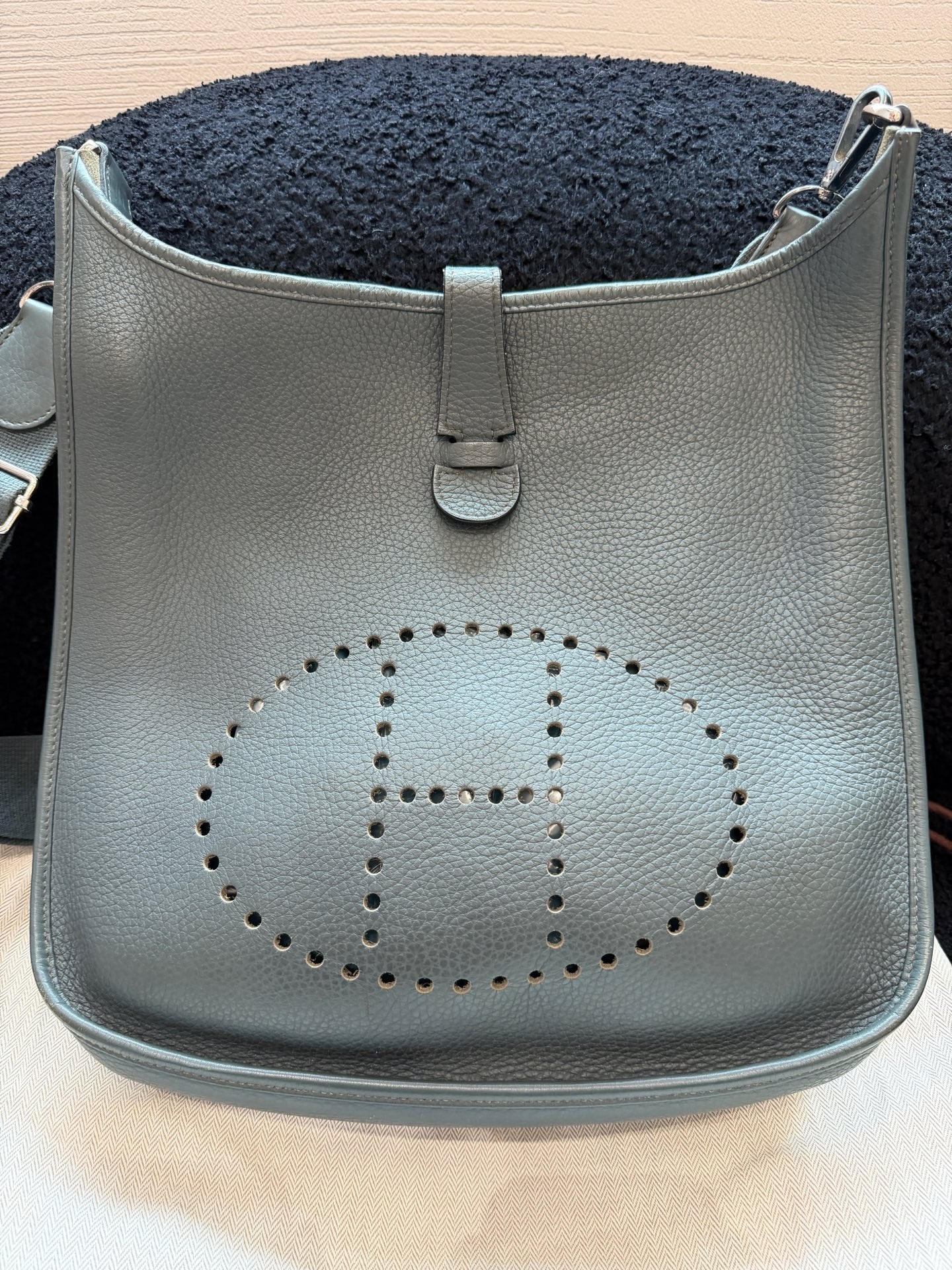 Hermès - Evelyne - Taurillon Clemence leather - Grey - (small)