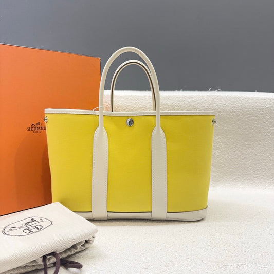 Hermes - Garden Party 30 - Canvas and Leather - Yellow and White - (Medium)