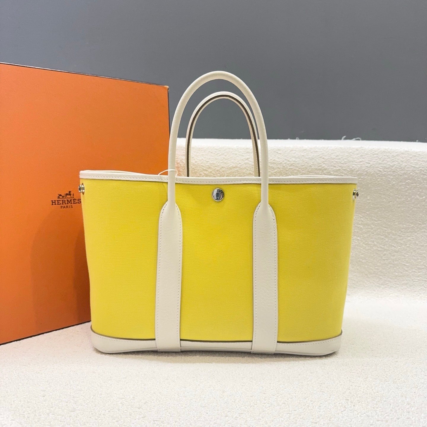 Hermes - Garden Party 30 - Canvas and Leather - Yellow and White - (Medium)