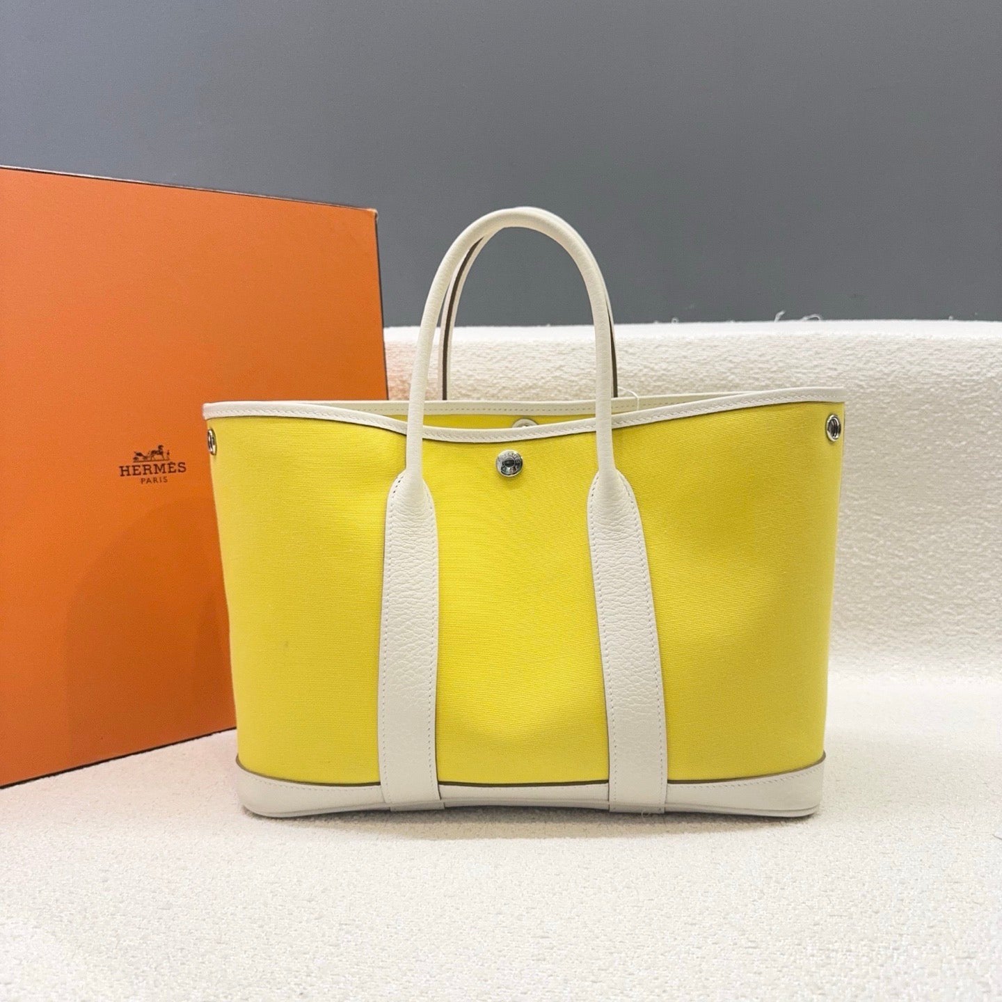 Hermes - Garden Party 30 - Canvas and Leather - Yellow and White - (Medium)