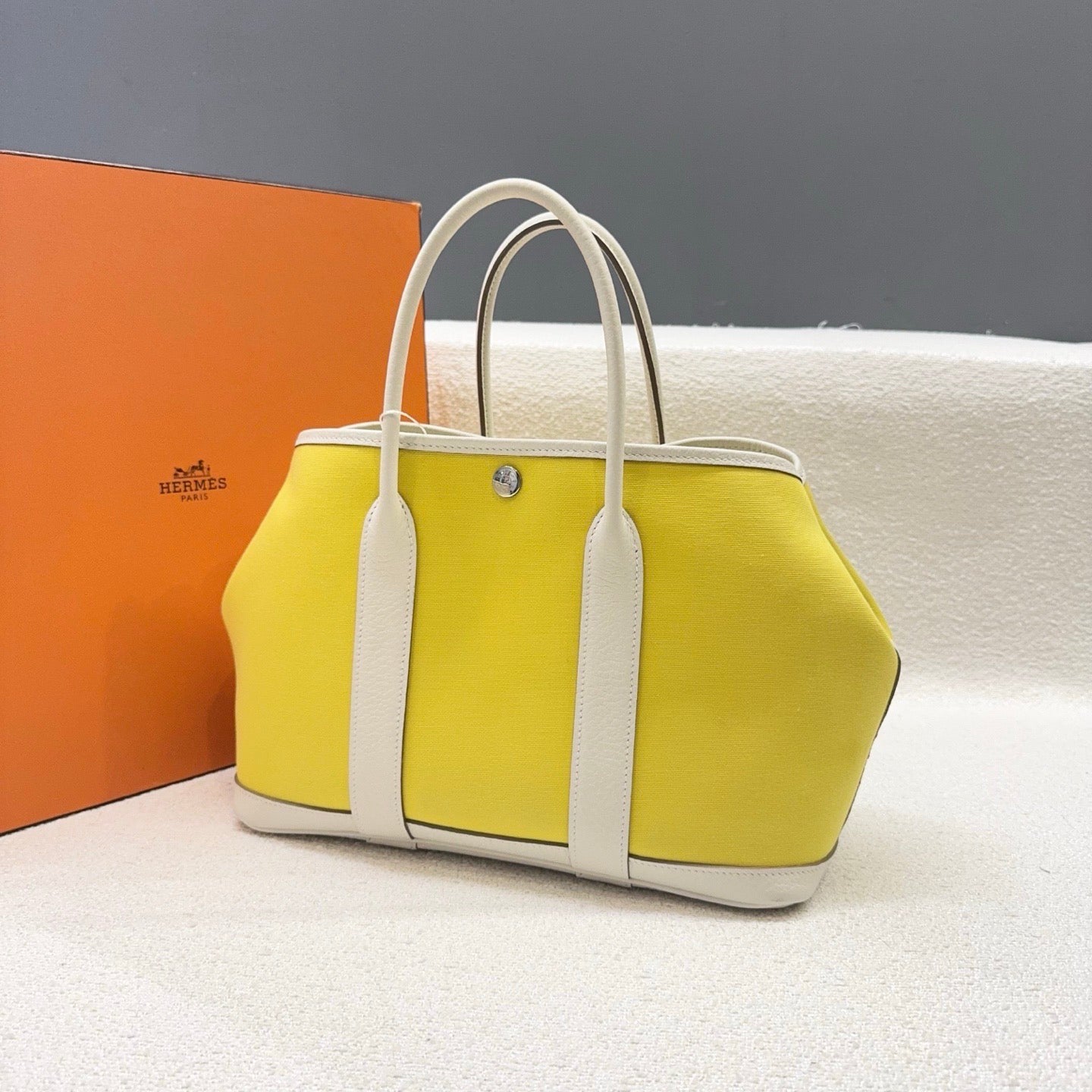 Hermes - Garden Party 30 - Canvas and Leather - Yellow and White - (Medium)