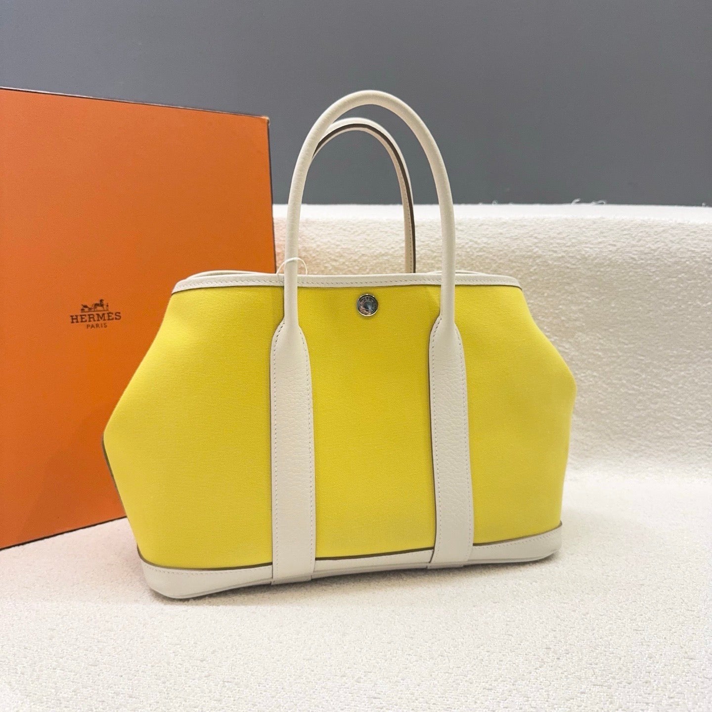 Hermes - Garden Party 30 - Canvas and Leather - Yellow and White - (Medium)