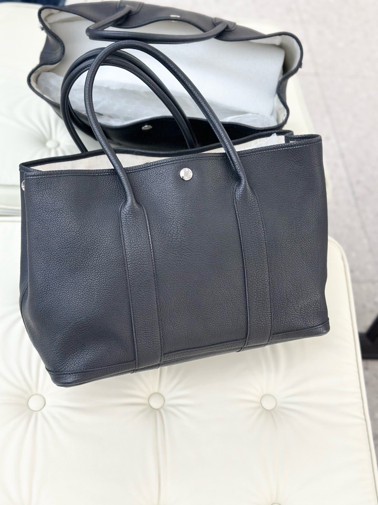 Hermes - Garden Party 36 - Calfskin - Black - (large)