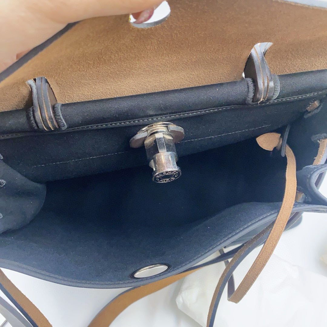 Hermès - Herbag 31 - Canvas and Hunter Leather - Black - (medium)