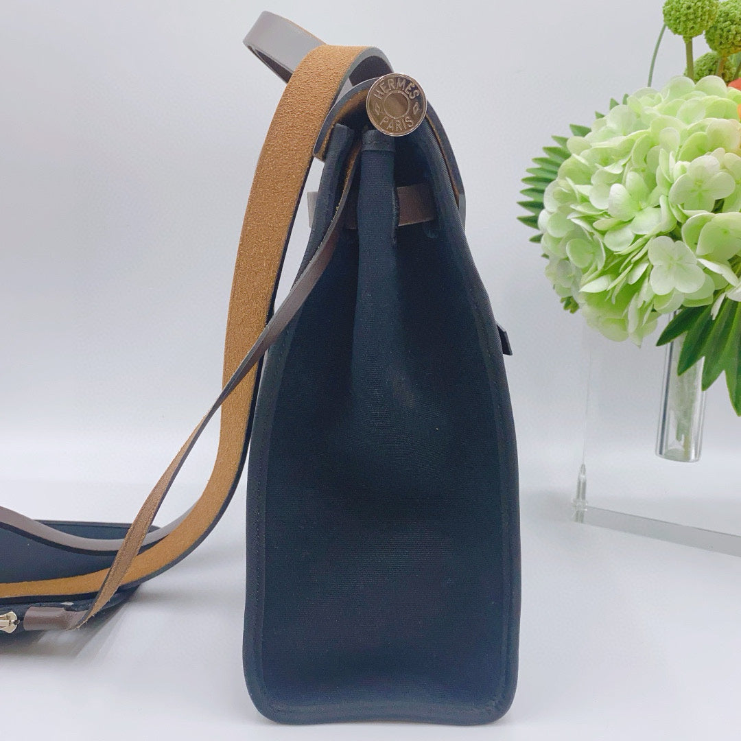 Hermès - Herbag 31 - Canvas and Hunter Leather - Black - (medium)