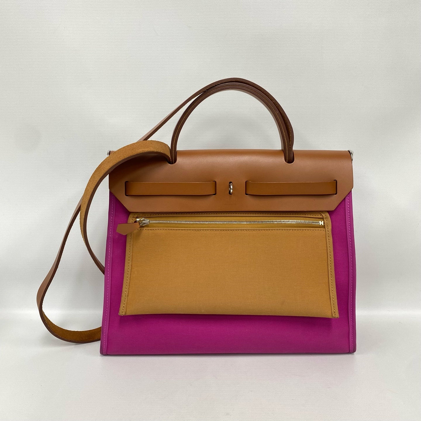 Hermès - Herbag 31 - Canvas and Hunter leather - Fuchsia Pink and Tan - (medium)