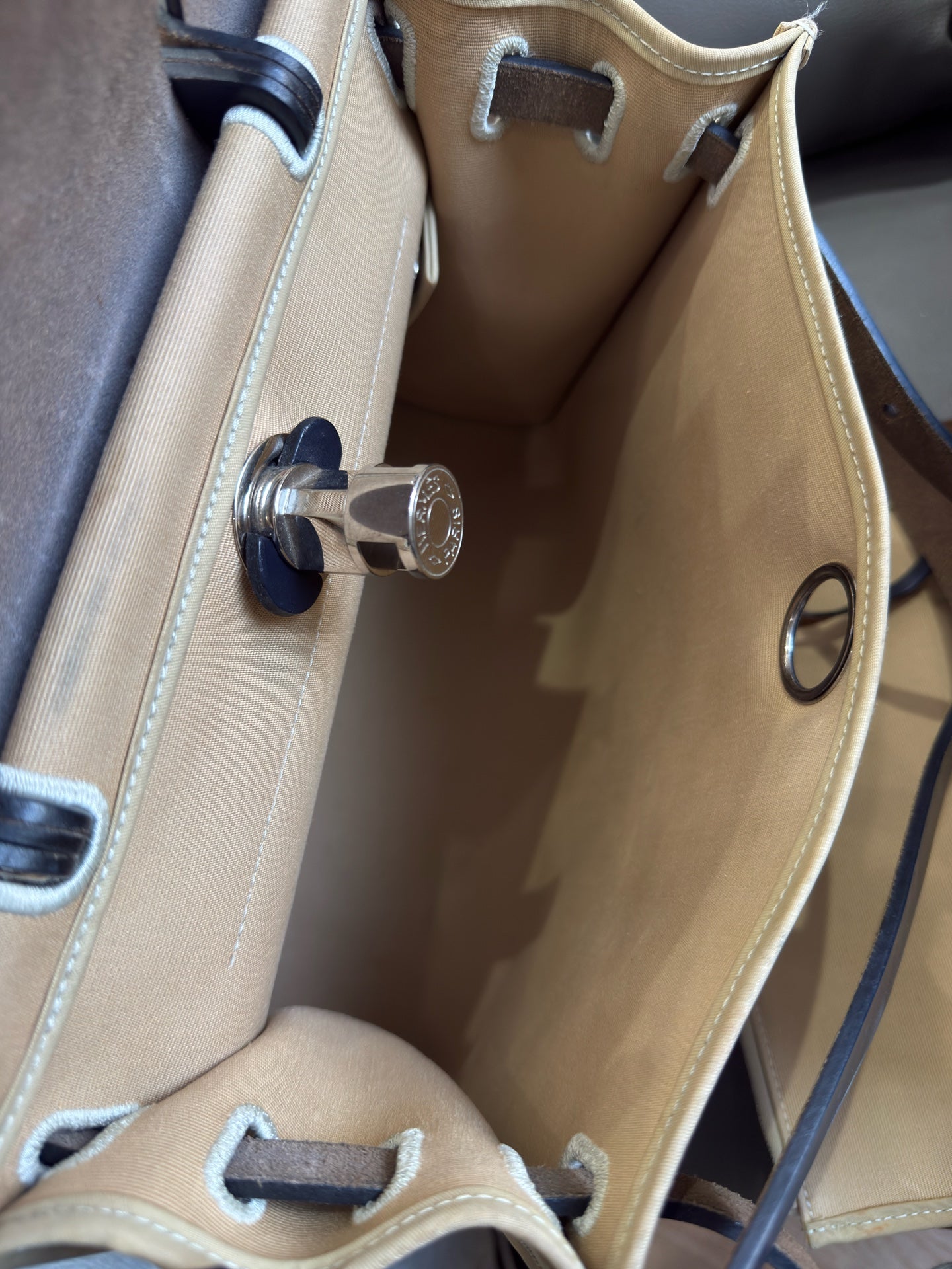 Hermès - Herbag 31 - Canvas and Leather - Beige and Navy - (Medium)