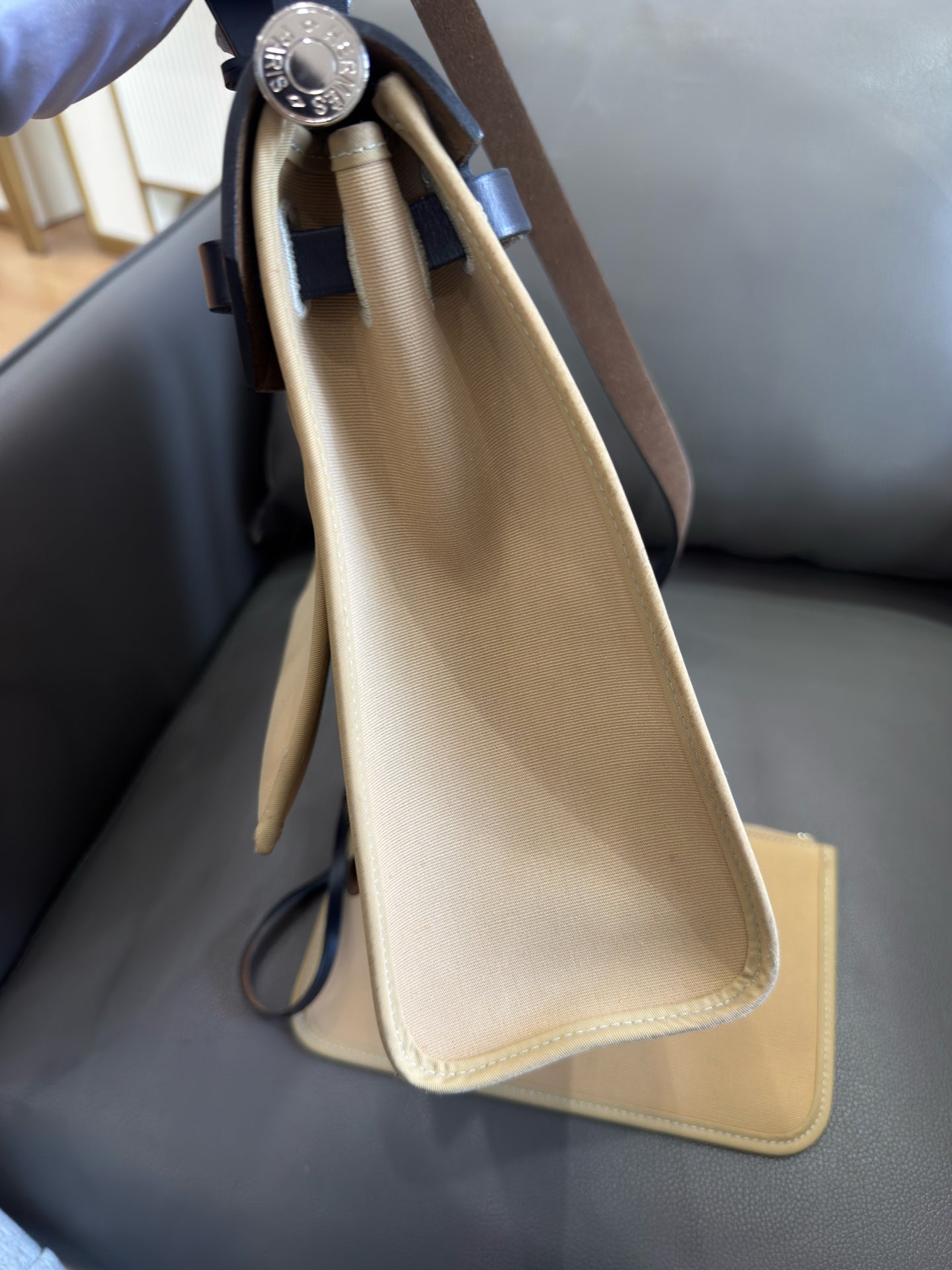 Hermès - Herbag 31 - Canvas and Leather - Beige and Navy - (Medium)
