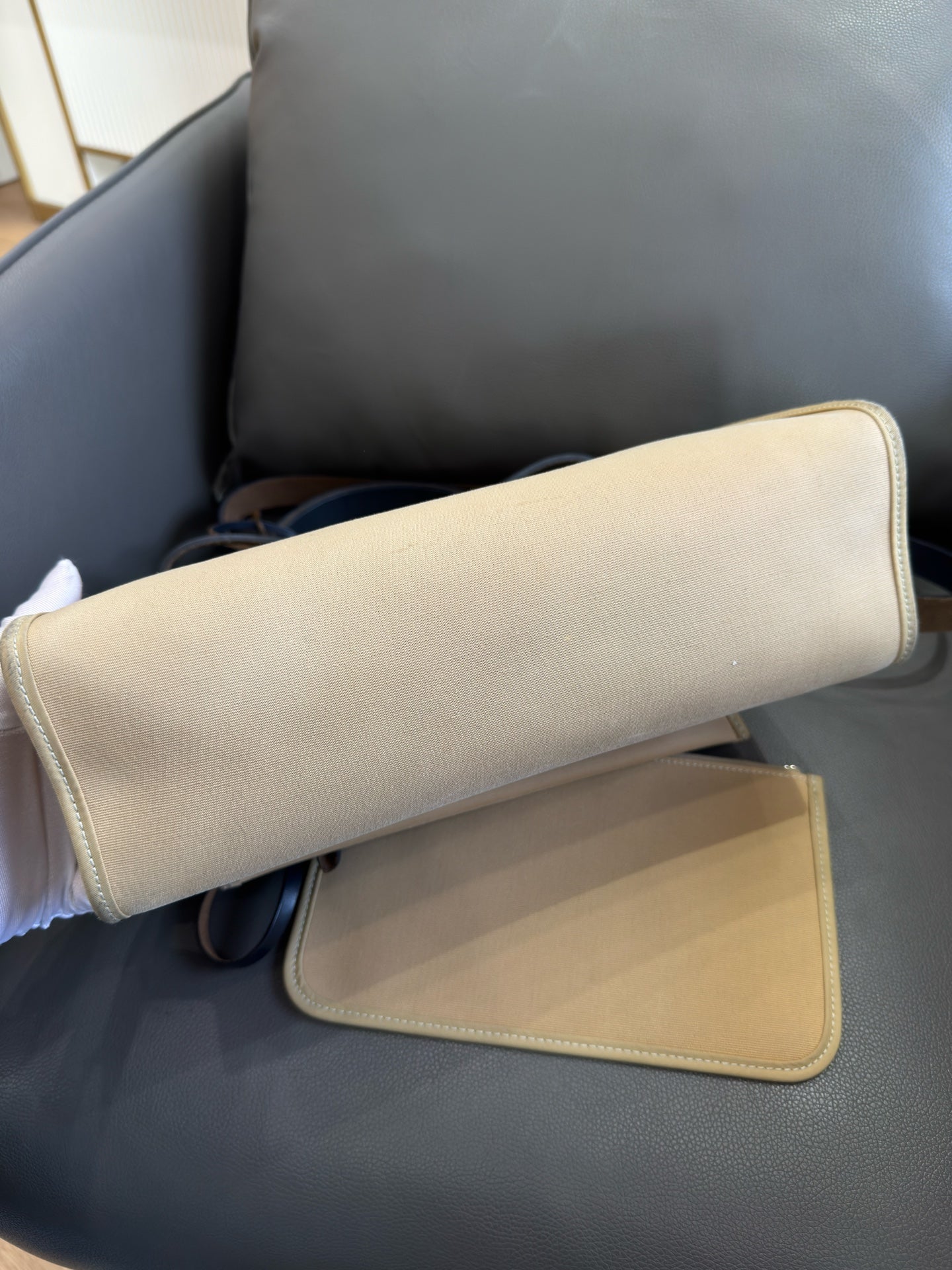 Hermès - Herbag 31 - Canvas and Leather - Beige and Navy - (Medium)