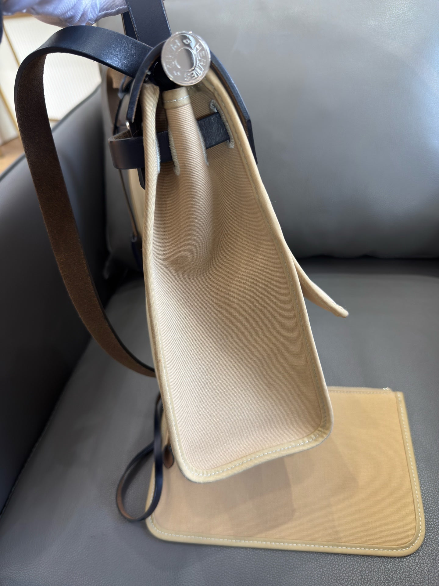 Hermès - Herbag 31 - Canvas and Leather - Beige and Navy - (Medium)