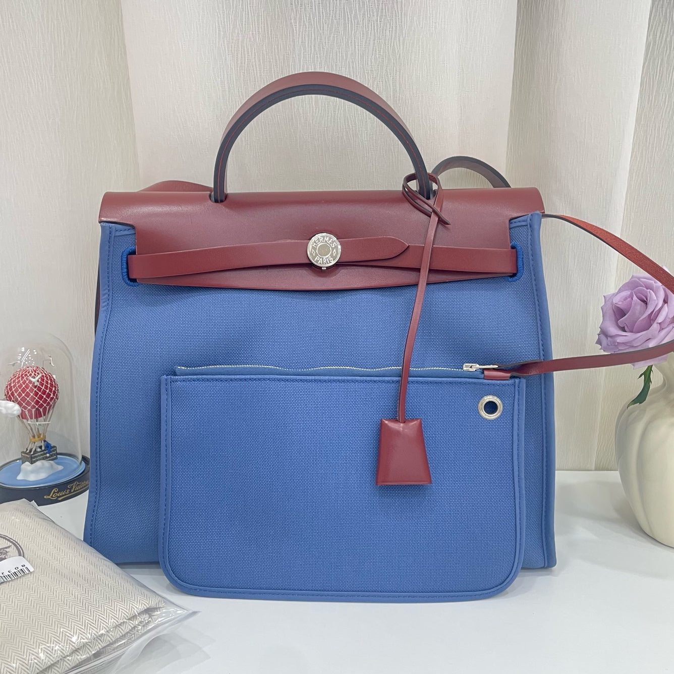 Hermes - Herbag 31 - Cloth - Blue - (medium)