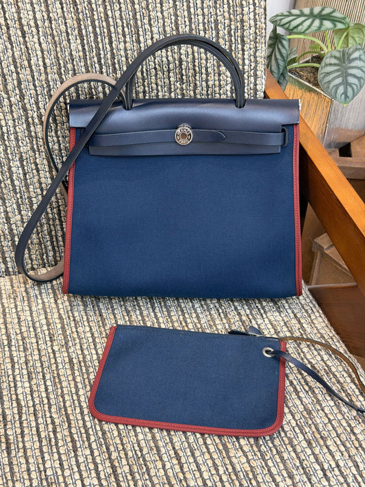 Hermes - Herbag 31 - Cloth - Blue - (medium)